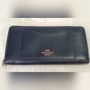 Coach Midnight Blue Leather Zip Wallet